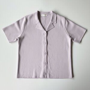 OAK + FORT Lavender Knit Camp Collar Button-Up Shirt